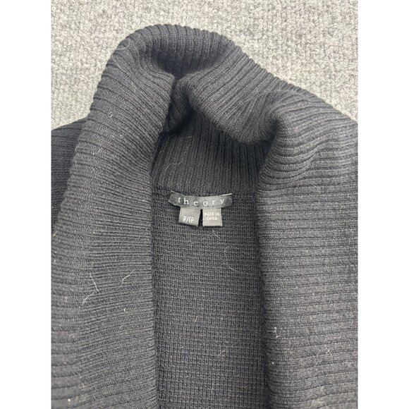 Theory Wool Cardigan Women's P/TP Black Sleeveless Sweater Vest Open Front - Picture 2 of 6
